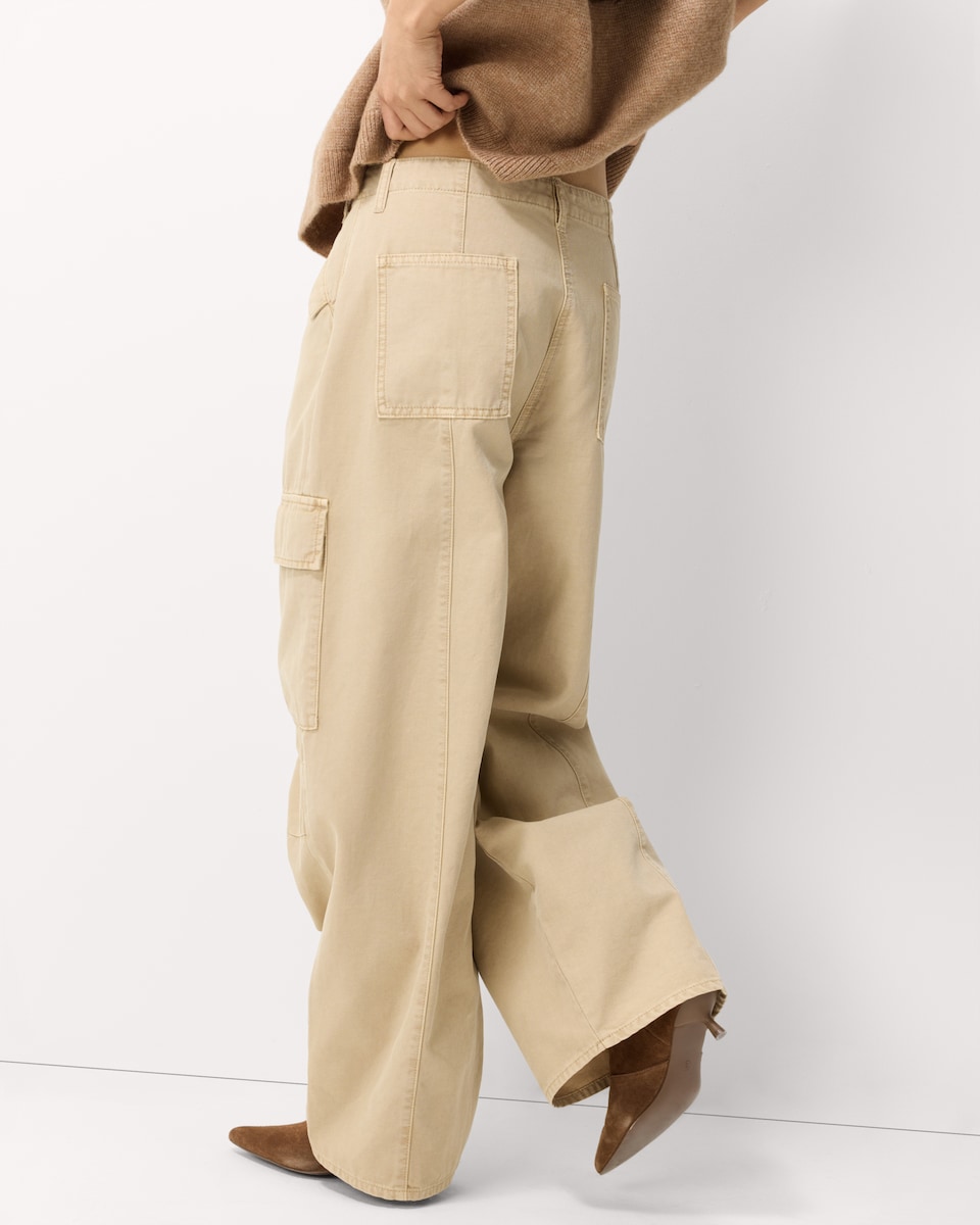 image 1 of F&F Pure Cotton Cargo Trousers in Tan