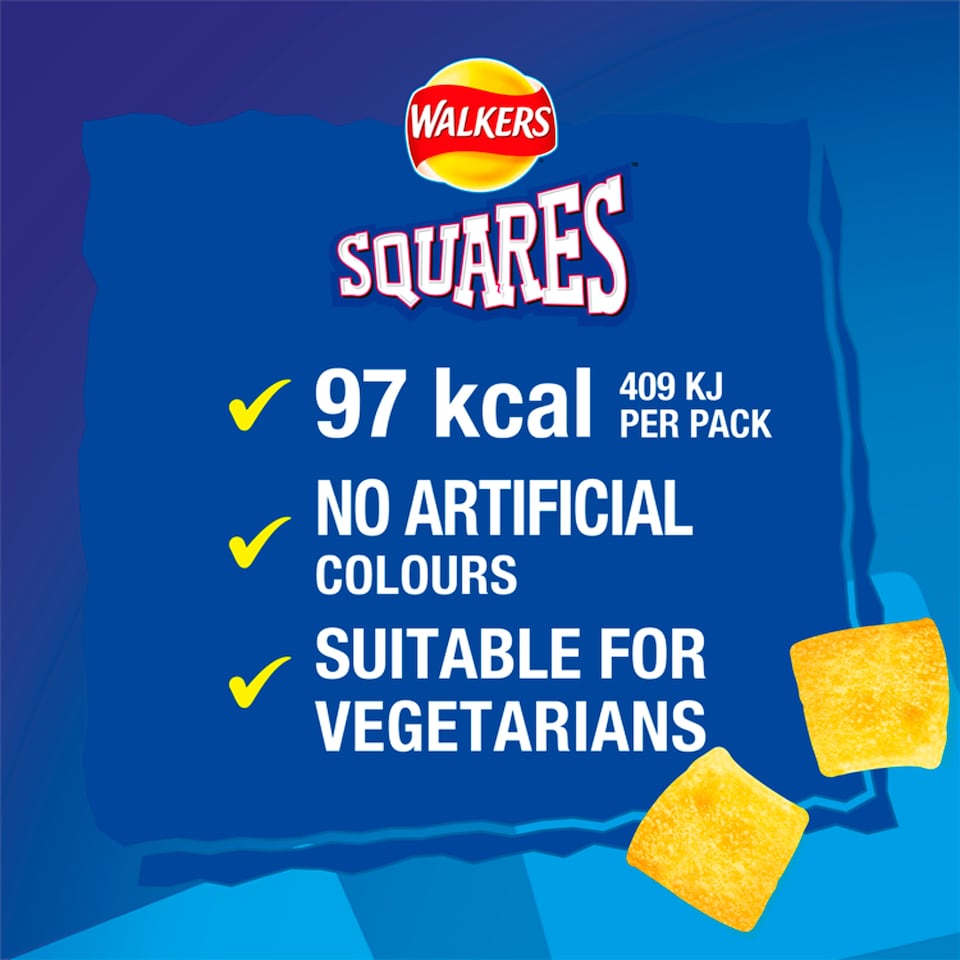image 1 of Walkers Squares Salt & Vinegar Multipack Crisps 6x22g
