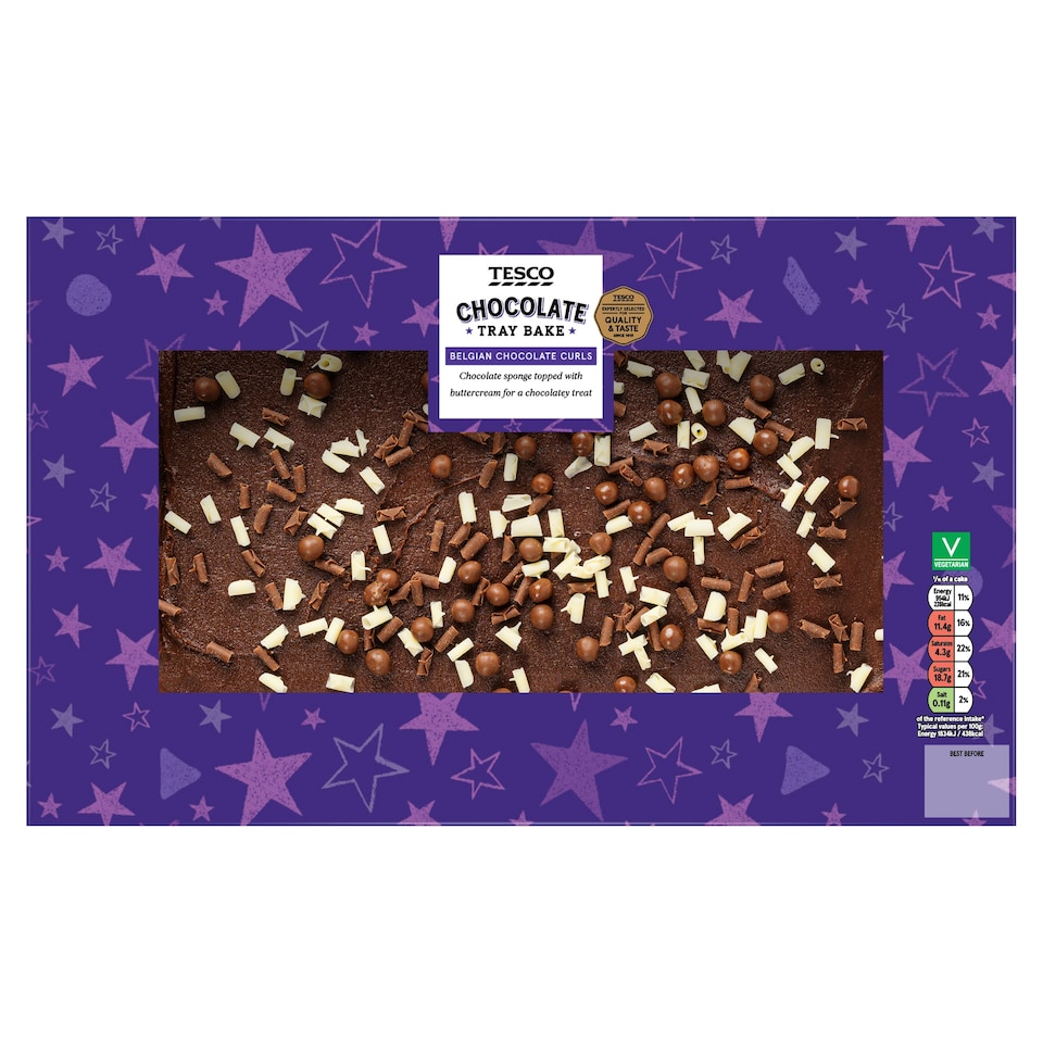 Tesco Chocolate Tray Bake - Belgian Chocolate Curls