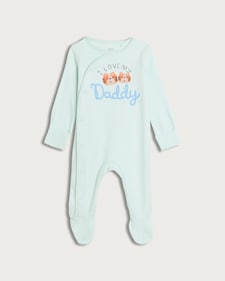 F&F Baby Pure Cotton I Love My Daddy Long Sleeved Sleepsuit in Blue