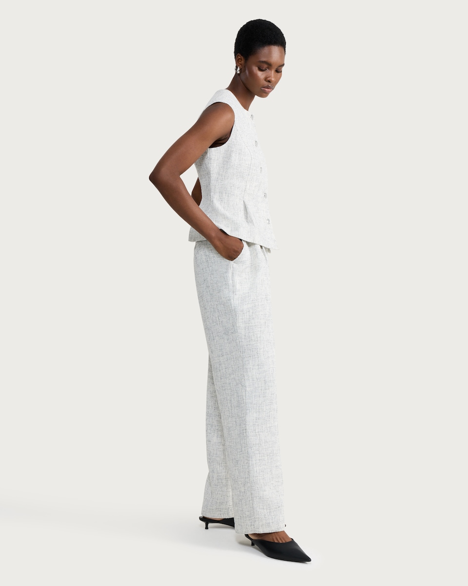 image 1 of F&F Wide Leg Woven Trousers in Cream