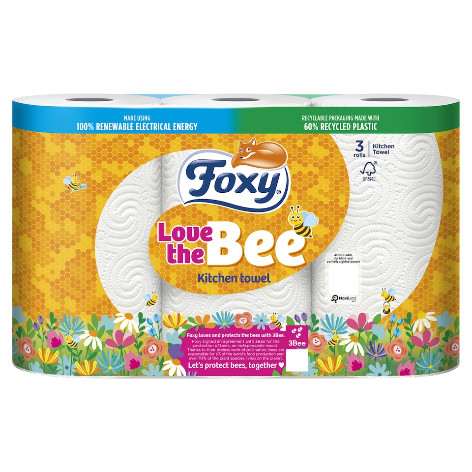 Foxy Love the Bee Kitchen Towel 3 Rolls