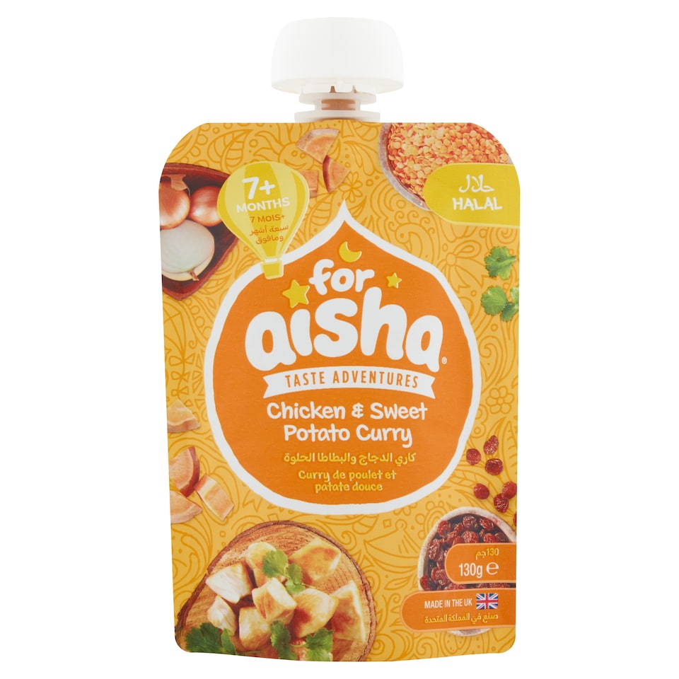 For Aisha Indian Halal Chicken & Sweet Potato Curry Pouch 130G