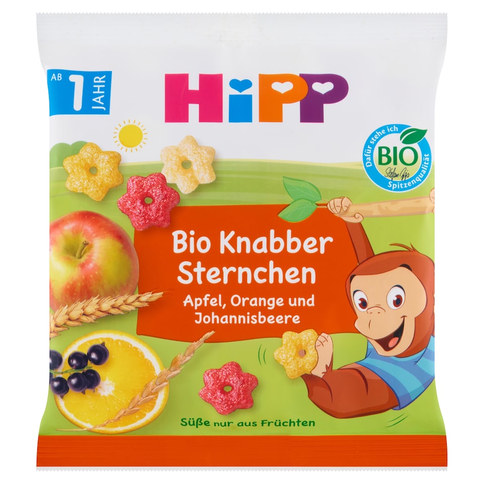 image 1 of HiPP Organic Cereal Puffs with Apple, Orange, and Blackcurrant 30 g
