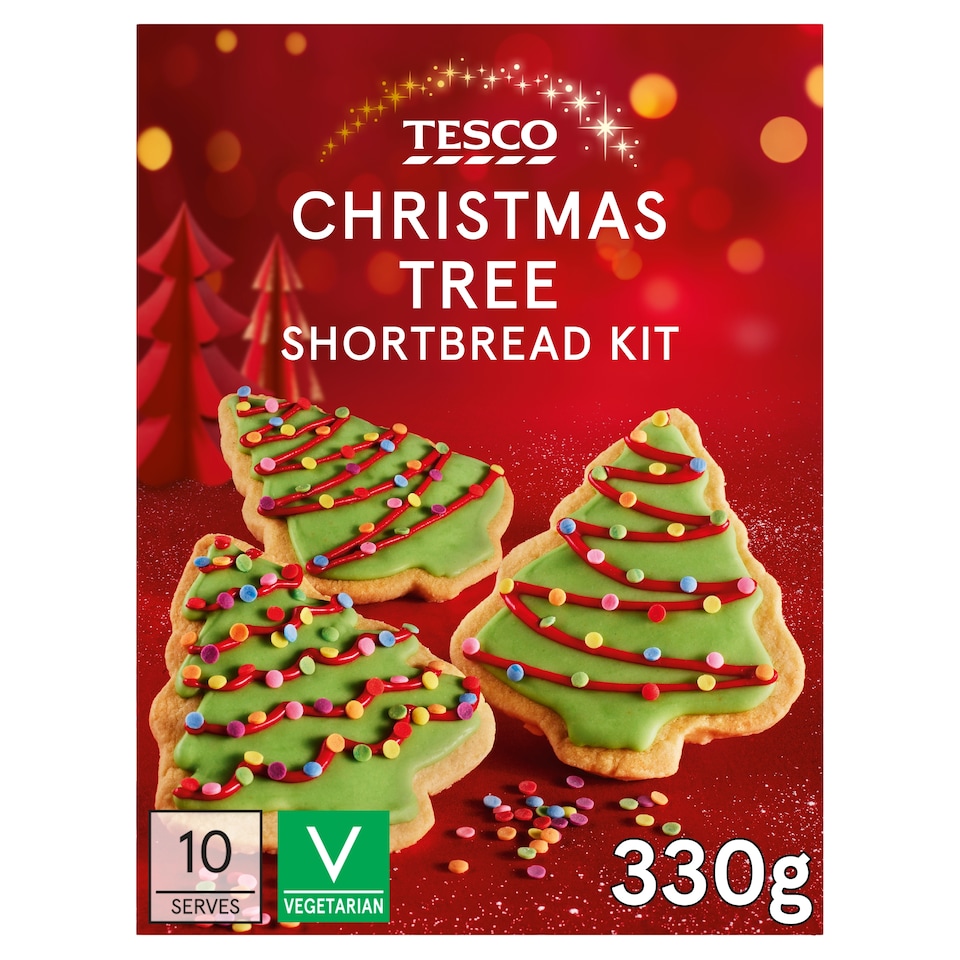 image 1 of Tesco Christmas Tree Shortbread Kit 330G