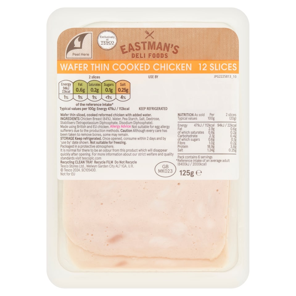 Eastmans Wafer Thin Cooked Chicken Slices 125g