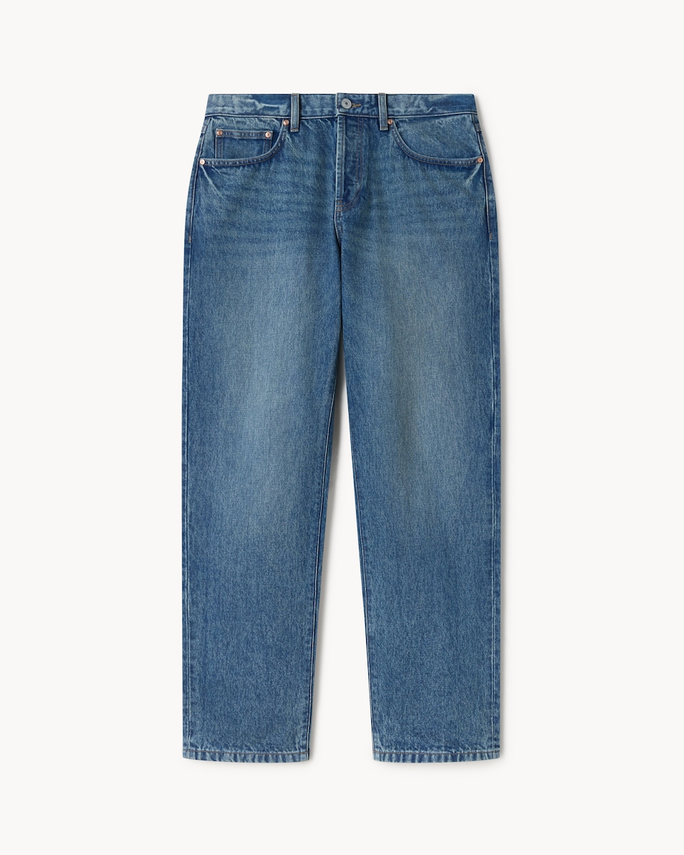 image 1 of RDA Pure Cotton Straight Leg Jeans in Blue
