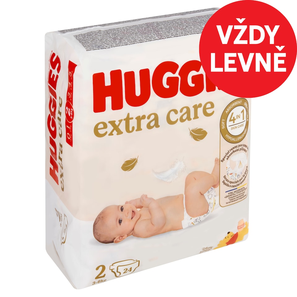 Huggies Extra Care plenky velikost 2 pro děti 3-6kg 24 ks