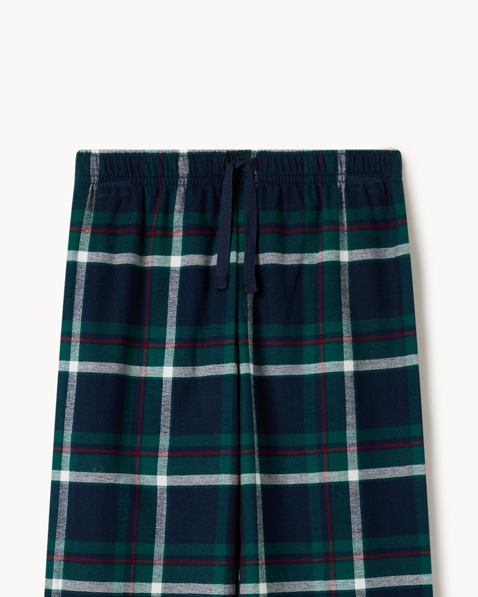 image 1 of Christmas Boys Pure Cotton Ski Checked Pyjama Set in Green