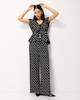 image 2 of F&F Polka Dot Tie Front Top in Multi Black