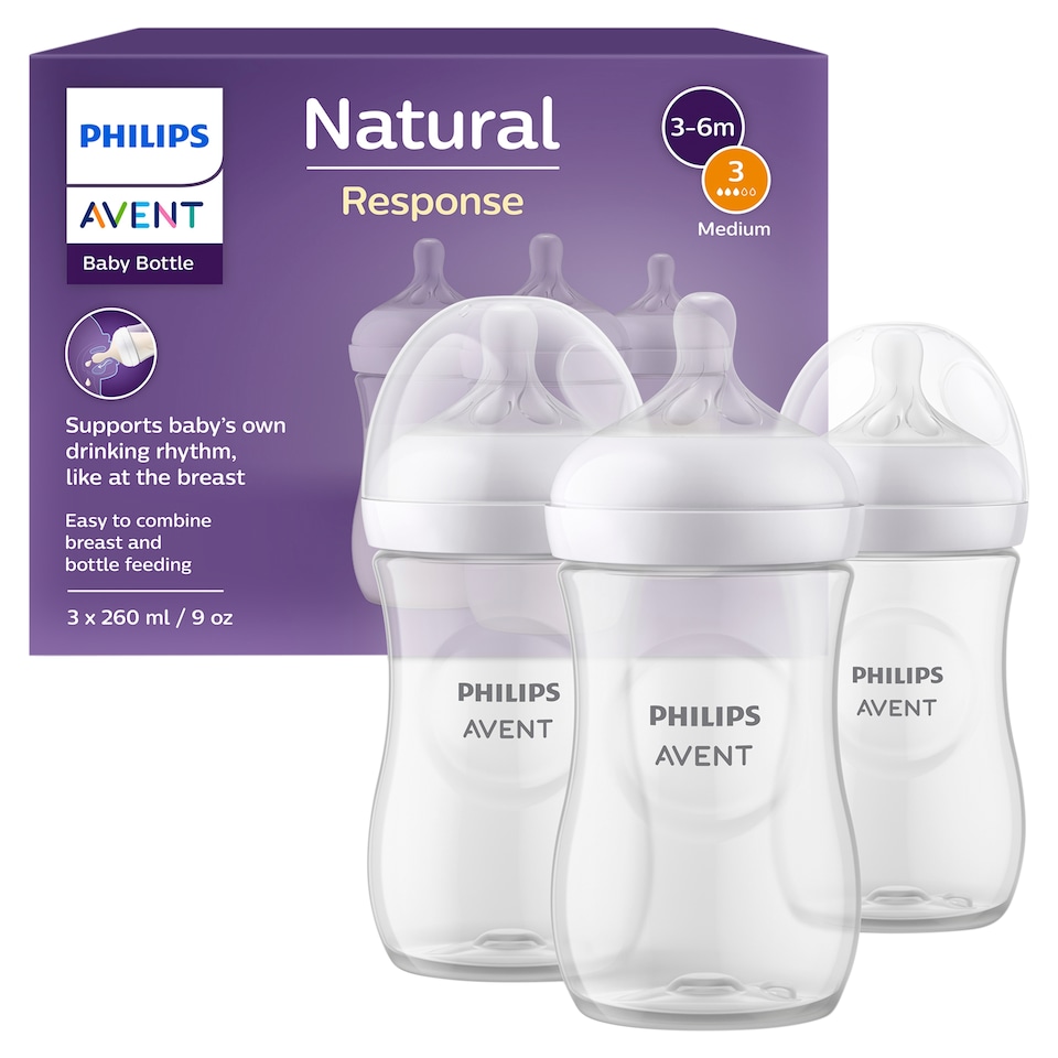 image 1 of Philips Avent Natural Response Bottle 1m+ 3 x 260ml