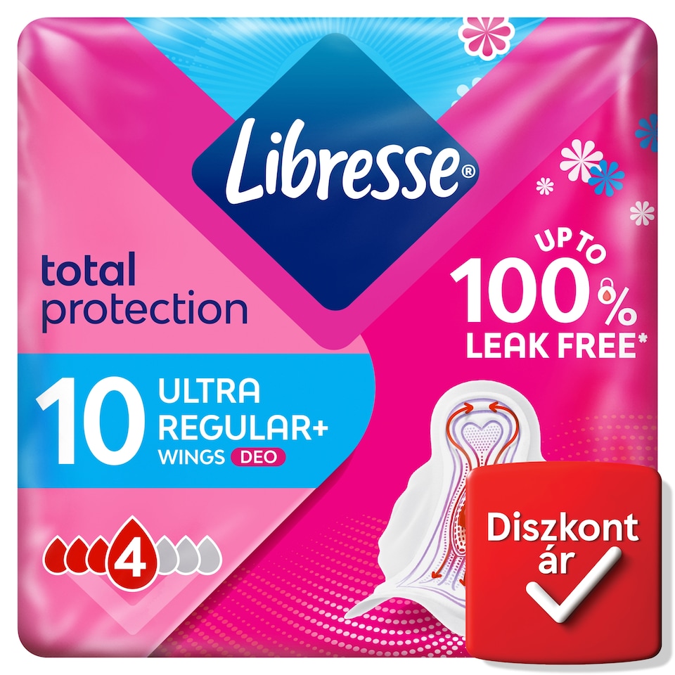 image 1 of Libresse Total Protection Ultra Regular+ Deo Lightly Scented Sanitary Pads 10 pcs