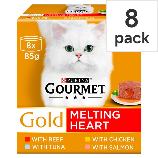 Gourmet Gold Melting Heart Mixed Cat Food 8X85g Tesco Groceries