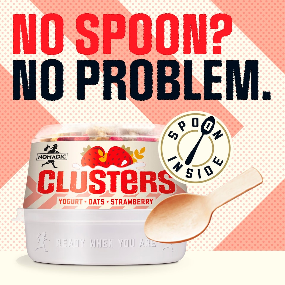 image 1 of Nomadic Yogurt and Oat Clusters, Strawberry 4 x 169g