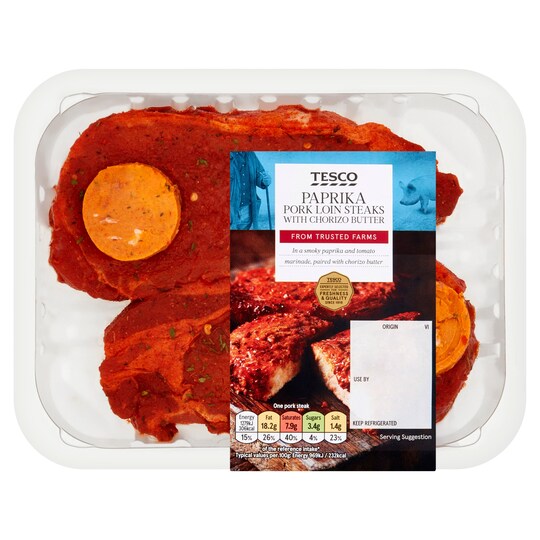 Tesco Paprika Pork Loin Steaks 320G Tesco Groceries