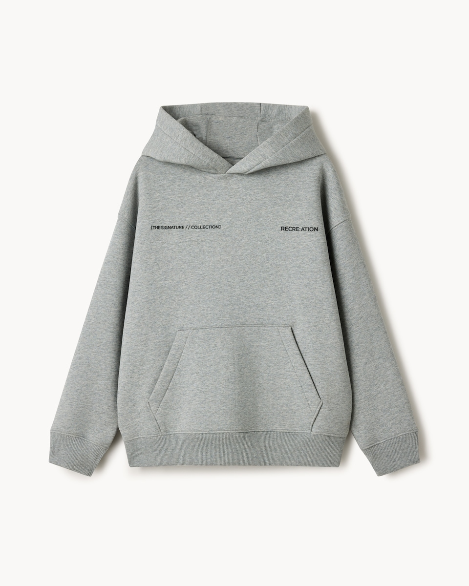 image 1 of F&F Boys Cotton Rich Slogan Hoodie in Grey Marl