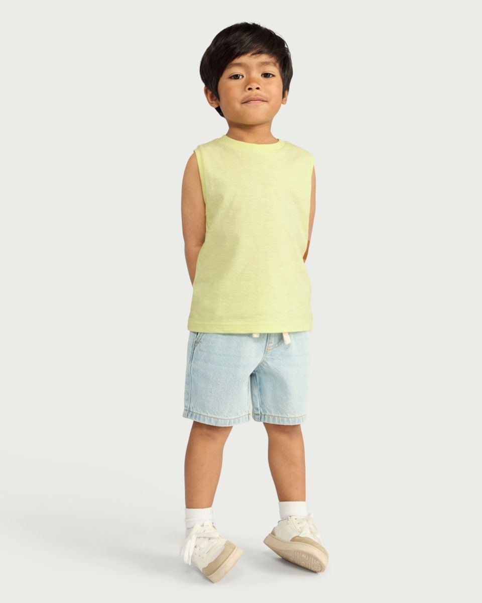 image 1 of F&F Boys Pure Cotton Vest in Lime
