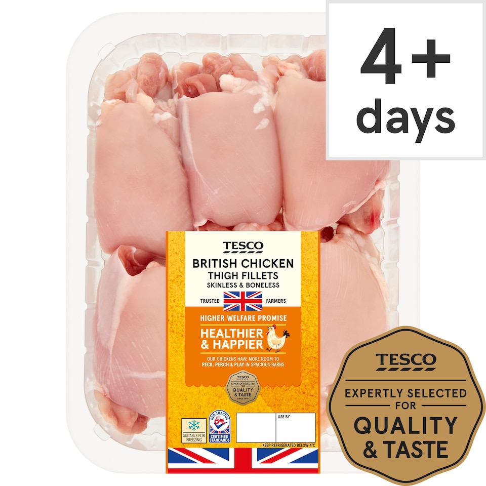 Tesco British Chicken Thigh Fillets 600G