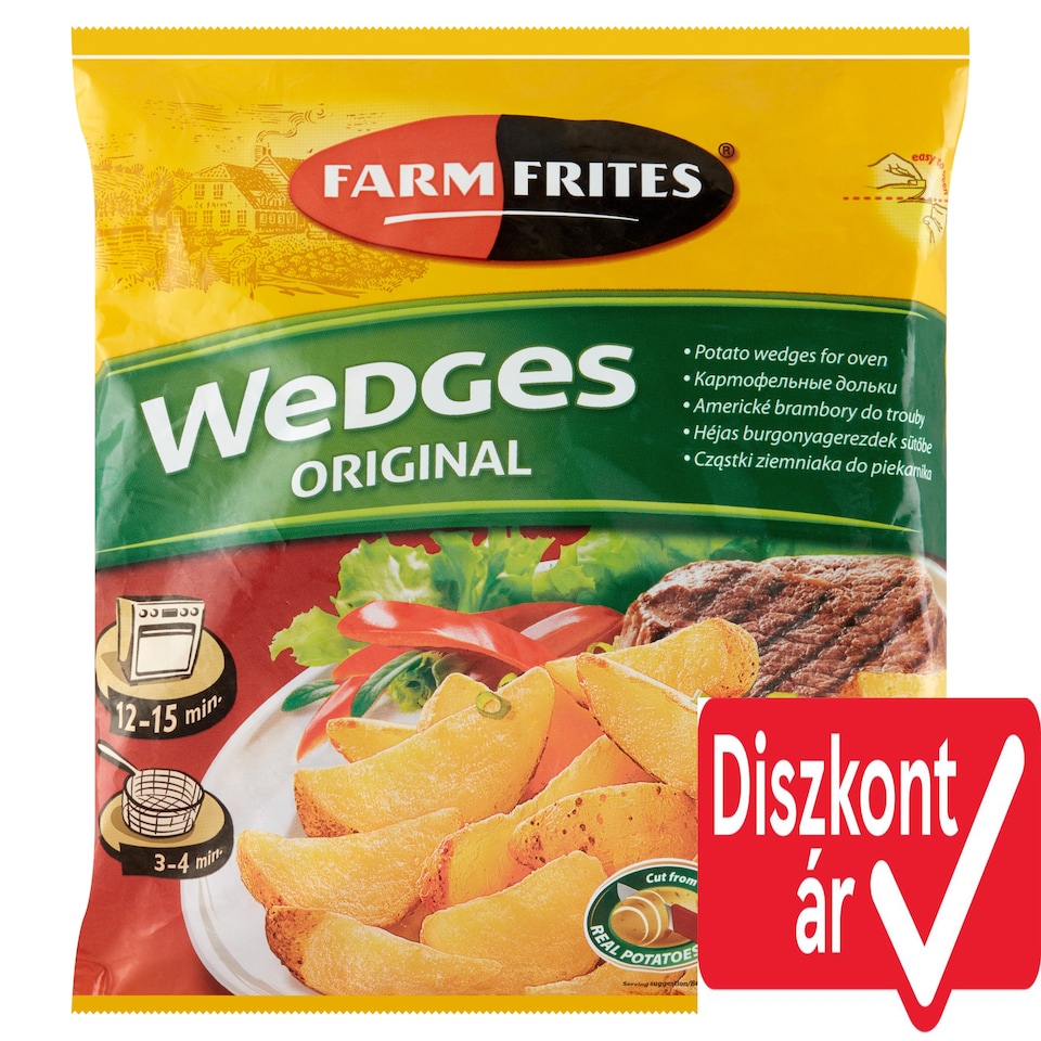 Farm Frites elősütött, gyorsfagyasztott, félkész héjas burgonyagerezdek sütőbe 600 g
