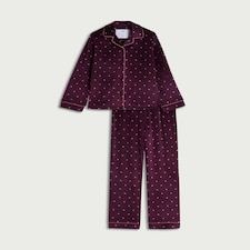 F&F Girls Fleece Heart Print Pyjama Set in Purple
