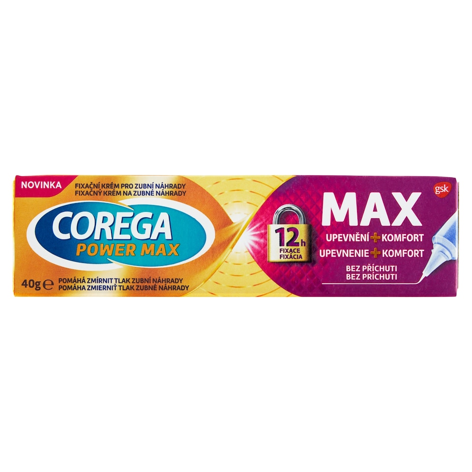 Obrázek 1 pro produkt Corega Fixační krém Max Upevnění + Komfort pro ochranu dásní před podrážděním, 40g