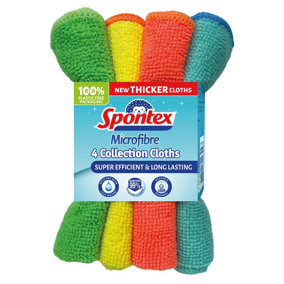 image 1 of Spontex Microfibre Cloth 4 Pack