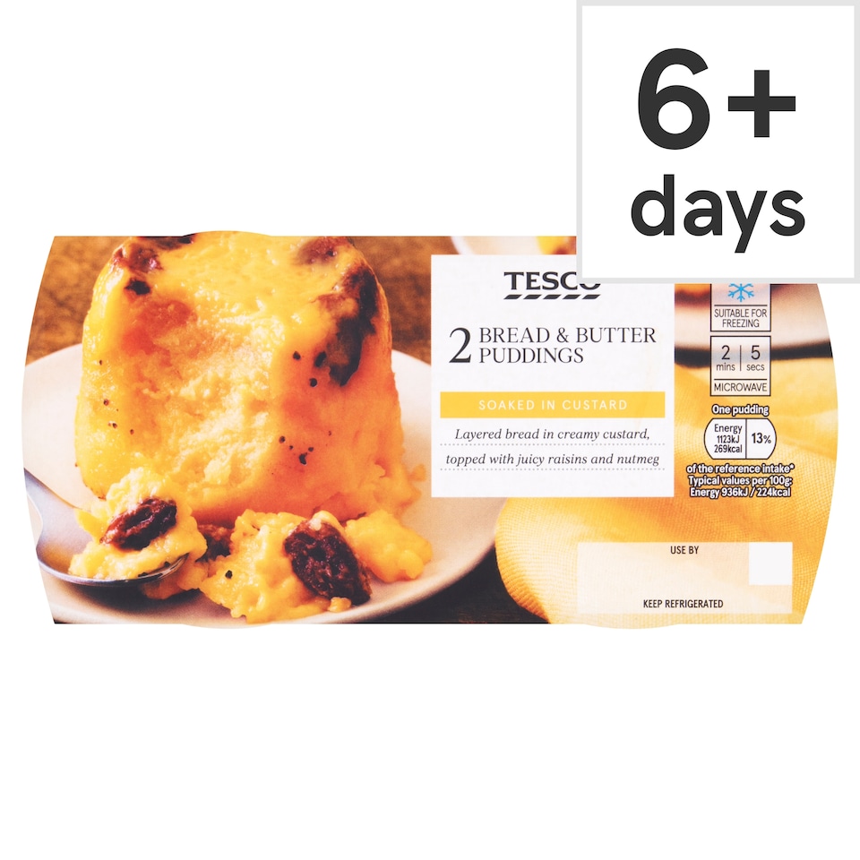 Tesco Bread & Butter Puddings 2 Pack 120g