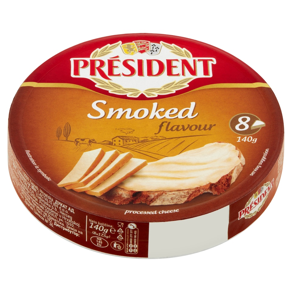 Président füst ízű kenhető zsíros ömlesztett sajtkészítmény 8 db 140 g  1. kép