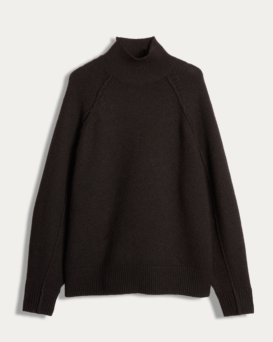 image 1 of F&F Knitted High Neck Jumper with Wool in Brown