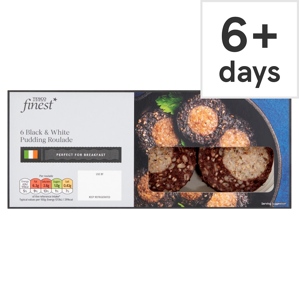 Tesco Finest 6 Black & White Pudding Roulades 240g