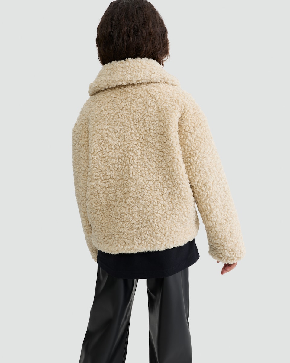 image 1 of F&F Girls Teddy Duffle Coat in Cream