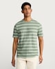 image 1 of F&F Pure Cotton Stripe Ribbed T-Shirt in Green