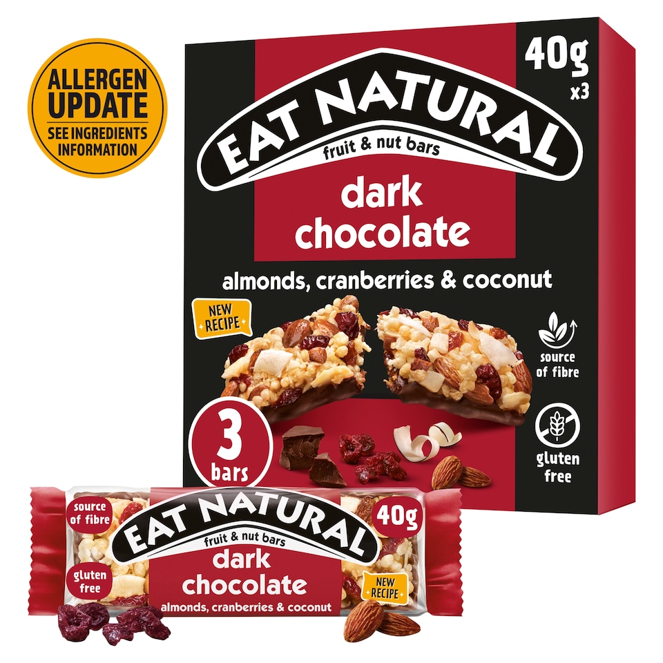 image 1 of Eat Natural Fruit & Nut Bar with Cranberries, Almonds & Dark Chocolate 3 x 40g