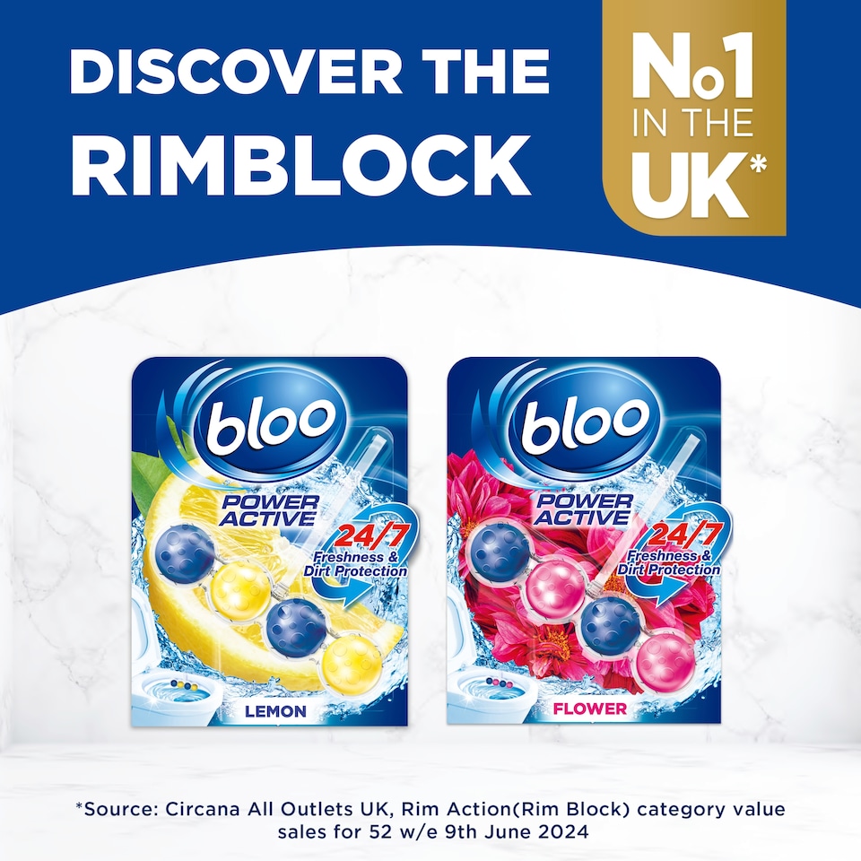 image 1 of Bloo Power Active Lemon Rim Blocks 2 x 50g