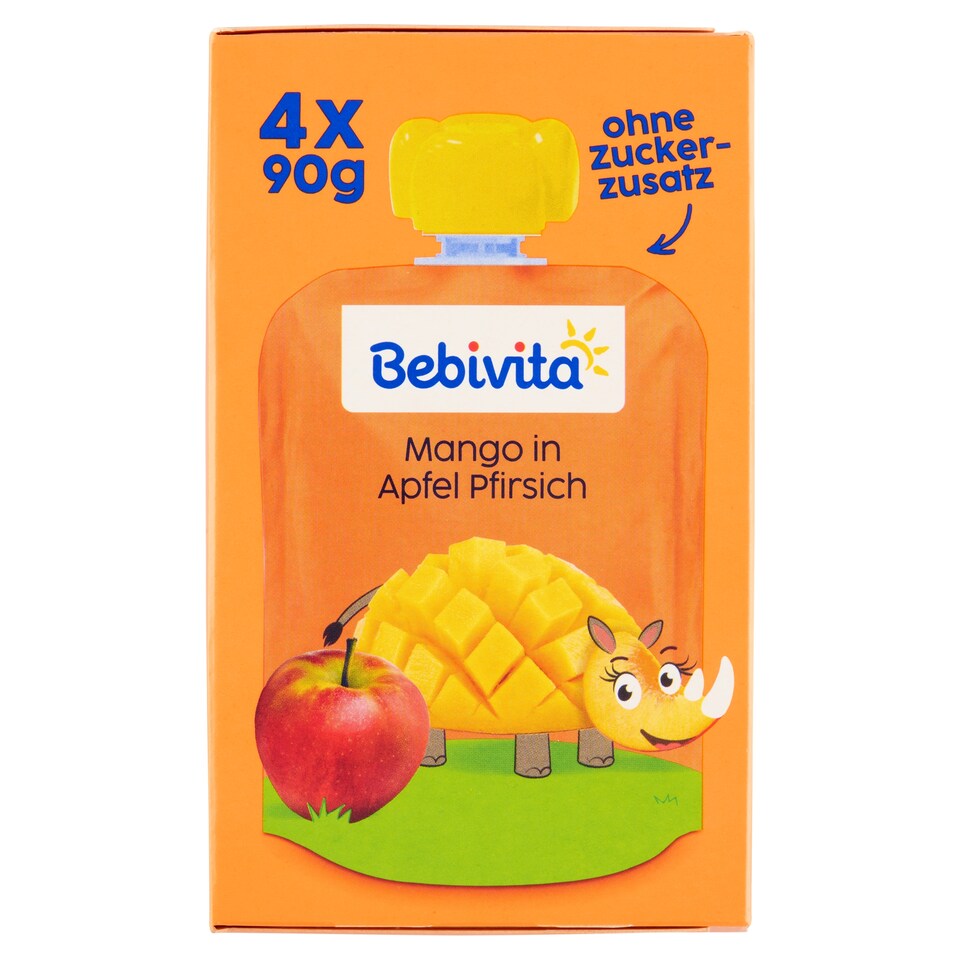 Obrázek 1 pro produkt Bebivita Jablko, broskev, mango 4 x 90g (360g)
