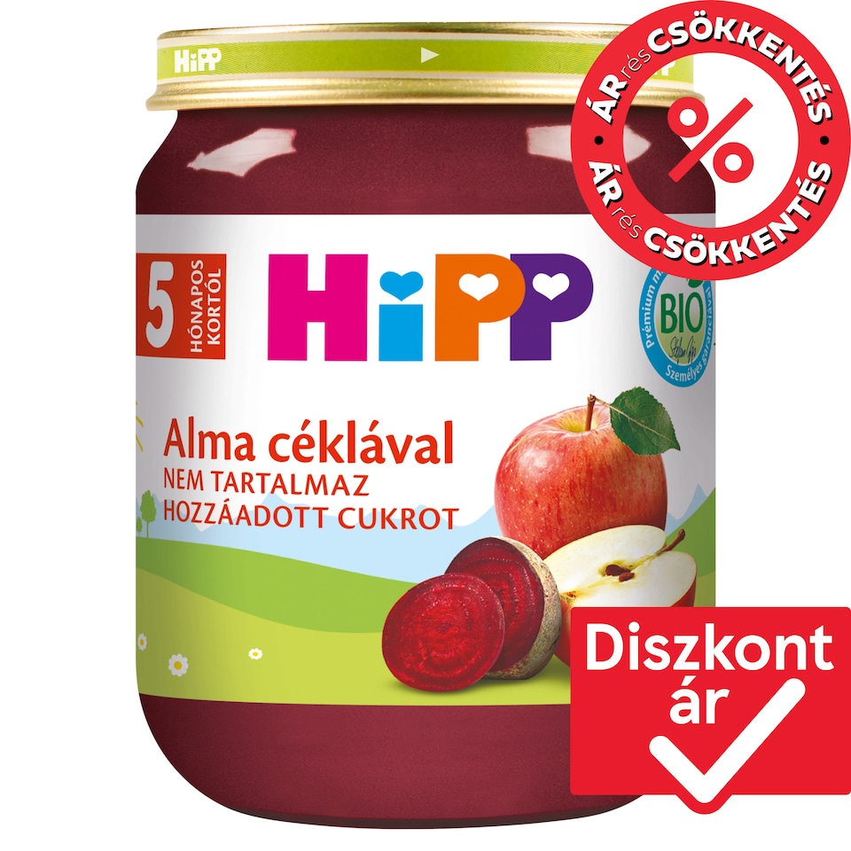 HiPP bio alma céklával bébidesszert 5 hónapos kortól 125 g