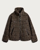 image 4 of F&F Active Fleece Leopard Print Zip Up Jacket in Multi Black
