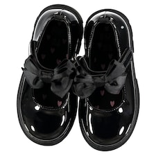 F&F School Girls Patent Bow Detail Mary Jane Shoes in Black