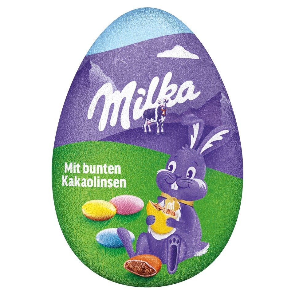 Milka alpesi tejcsokoládé figura belsejében színes cukorbevonatú kakaós drazséval 50 g