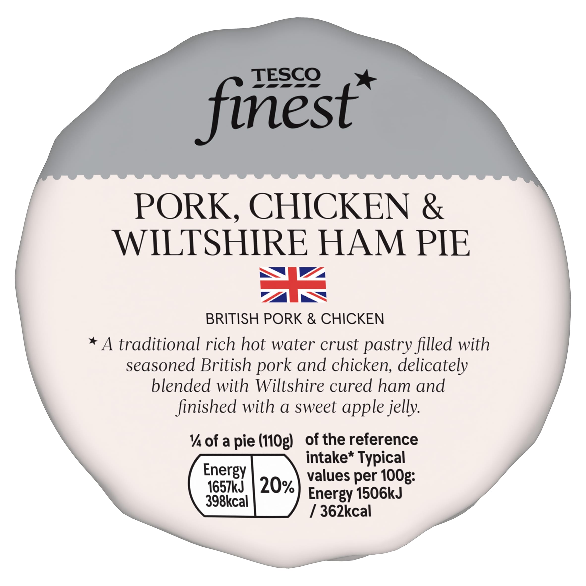Tesco Finest Pork Chicken & Wiltshire Ham Pie 440g