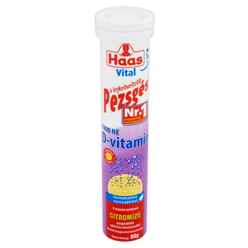 Haas Vital 1000 NE D-vitamin citromízű étrend-kiegészítő pezsgőtabletta 80 g