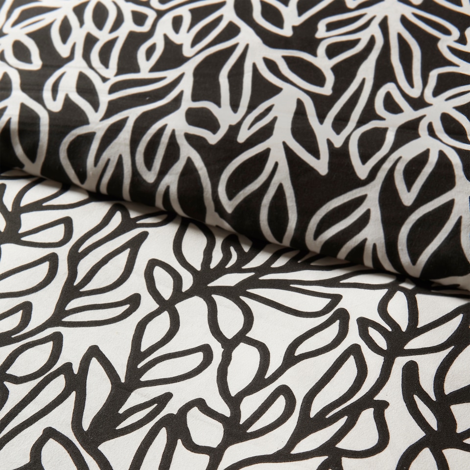 image 1 of Cosmo Living Mono Sketch Leaf Duvet Set Double