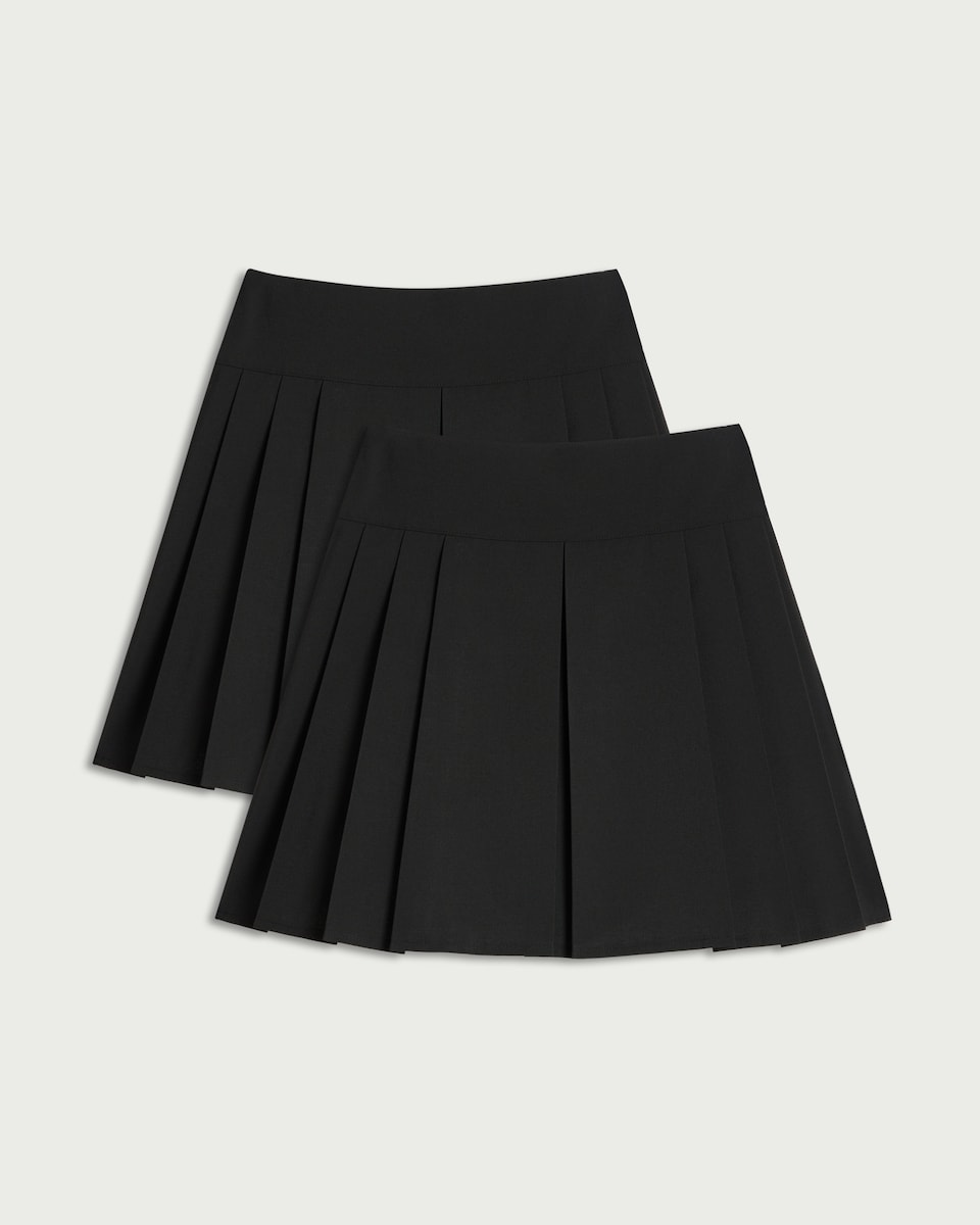 image 1 of F&F School Girls 2-Pack Pleated Kilt Skirts in Black