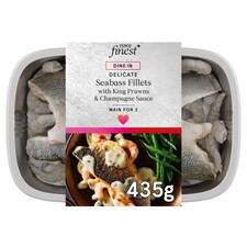 Tesco Finest Butterflied Seabass with King Prawns & Champagne Sauce 435G