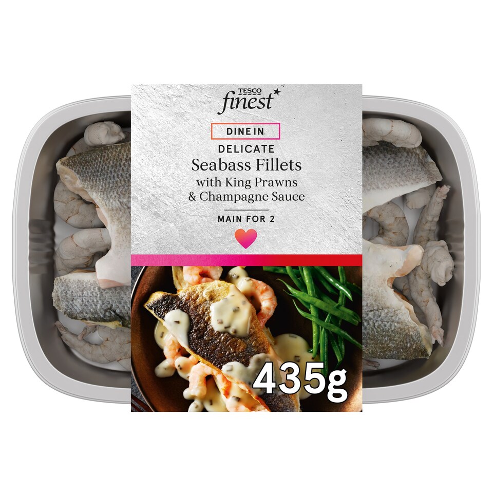 image 1 of Tesco Finest Butterflied Seabass with King Prawns & Champagne Sauce 435G
