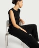 image 2 of F&F Textured Wide Leg Drawstring Co-ord Trousers in Black