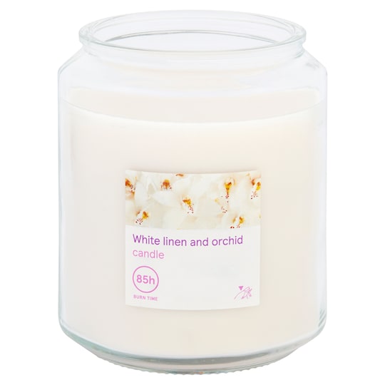 Tesco White Linen & Orchid 20Oz Candle Jar Tesco Groceries