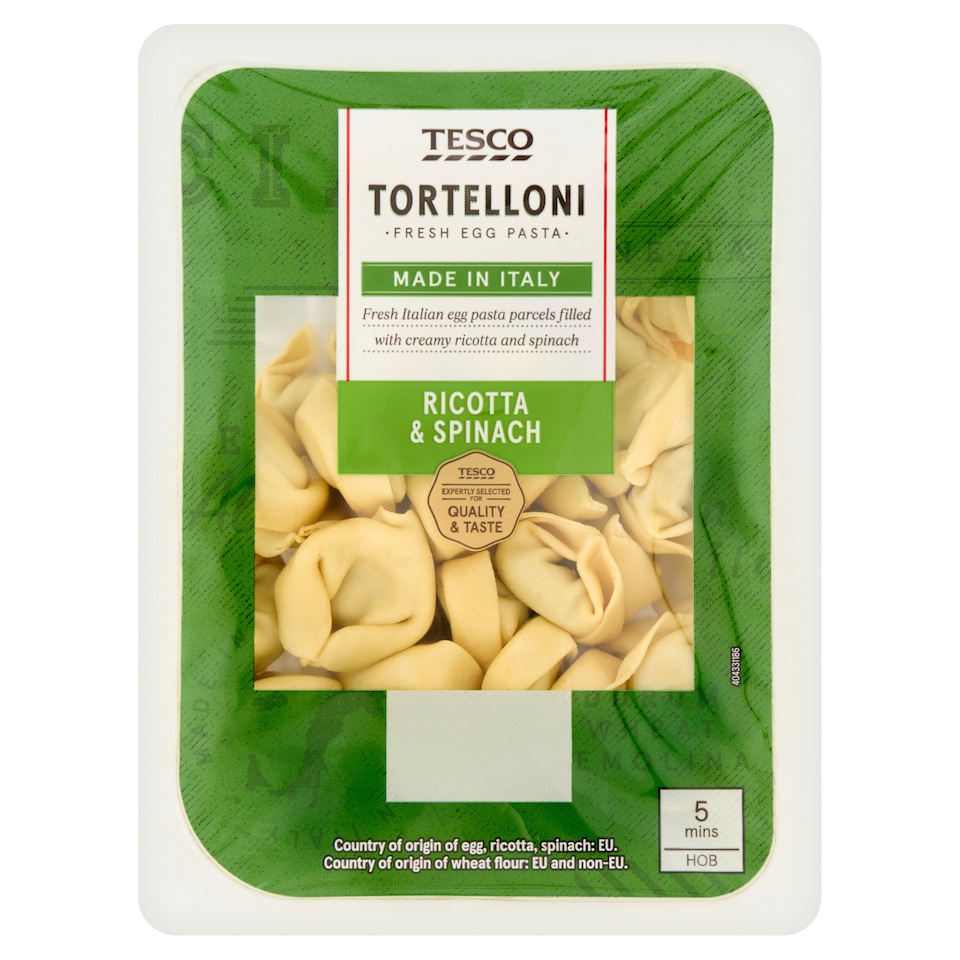 Tesco Tortelloni friss 4 tojásos durumtészta ricottával és spenóttal töltve 250 g