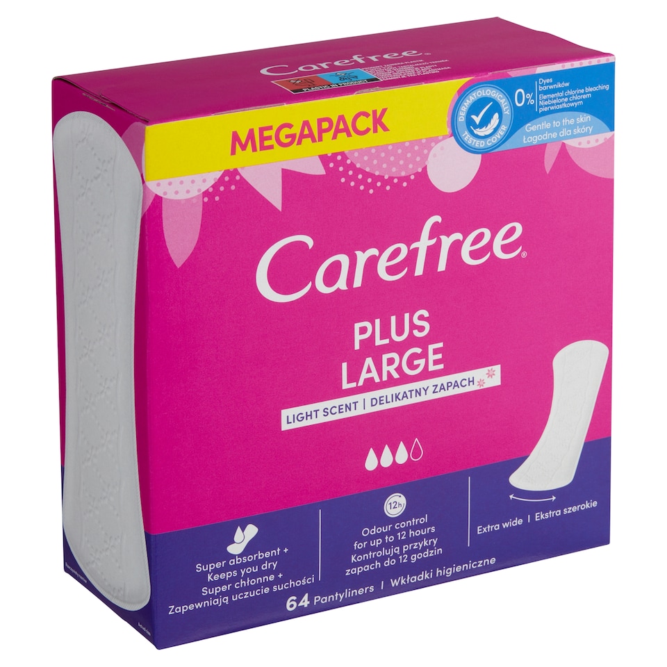 Obrázek 1 pro produkt Carefree Plus Large slipové vložky s jemnou vůní 64 ks