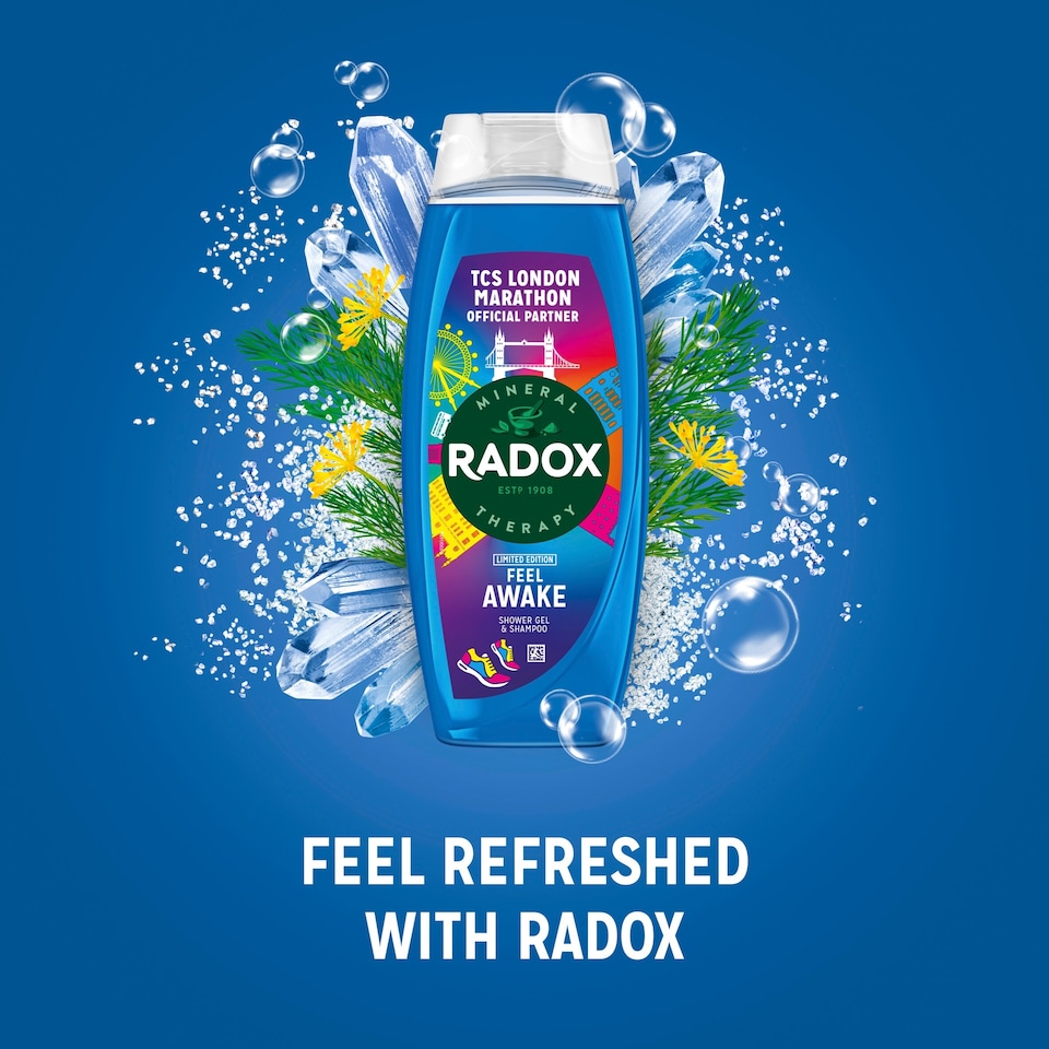 image 1 of Radox Sea Minerals Feel Awake 2-in-1 Shower Gel Body Wash Shampoo 450ml